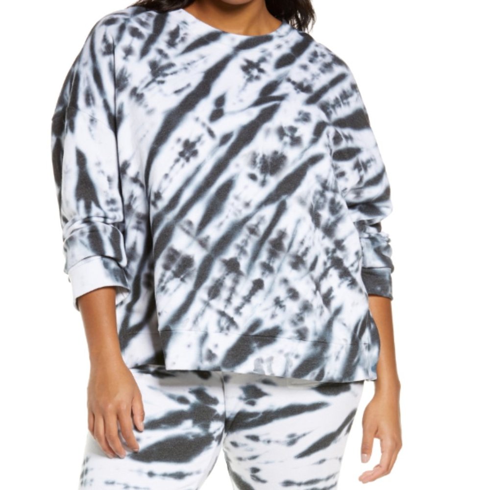 NWT Zella Coastal Tie Dye Sweatshirt in Black and White